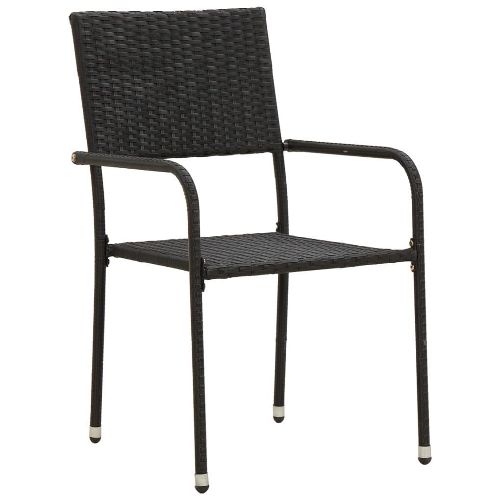 vidaXL 3-tlg. Garten-Essgruppe Poly Rattan Schwarz