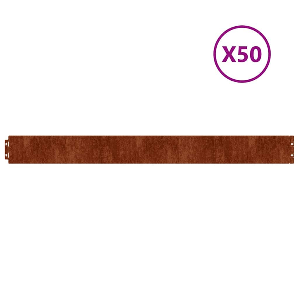 vidaXL Rasenkanten 50 Stk. 10x103 cm Flexibel Cortenstahl