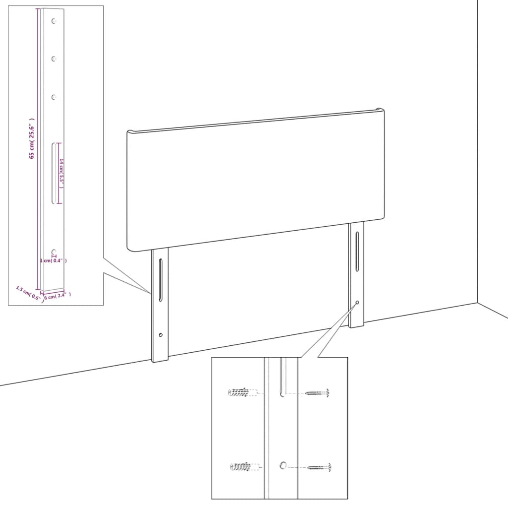vidaXL Kopfteile Schwarz 144x5x78/88 cm Kunstleder