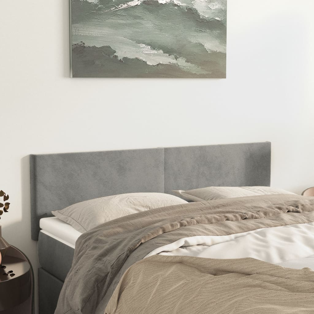 vidaXL Kopfteile Hellgrau 144x5x78/88 cm Samt