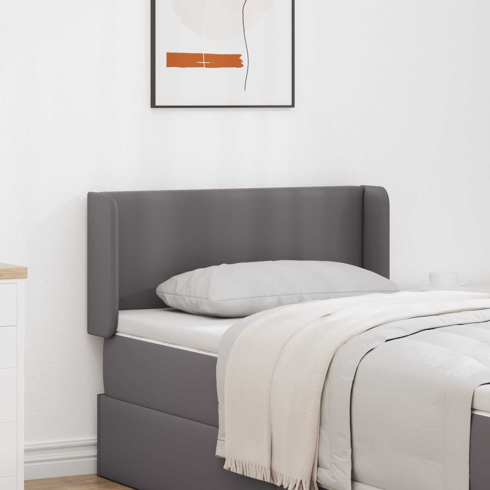 vidaXL Kopfteil Ohr 2 pcs Grau 40 x 16 x 5 cm Sperrholz und Kunstleder