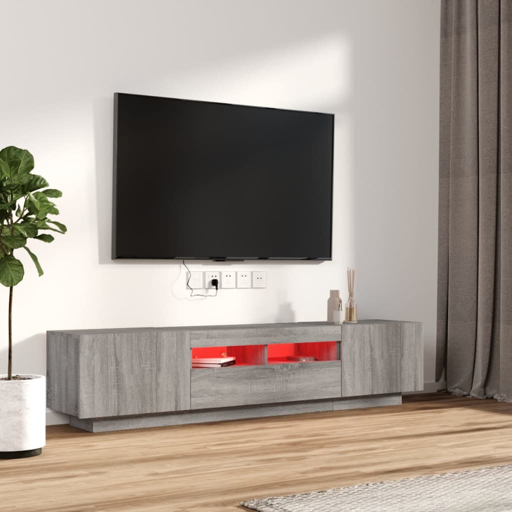 vidaXL 2-tlg. TV-Schrank-Set LED-Leuchten Grau Sonoma Holzwerkstoff