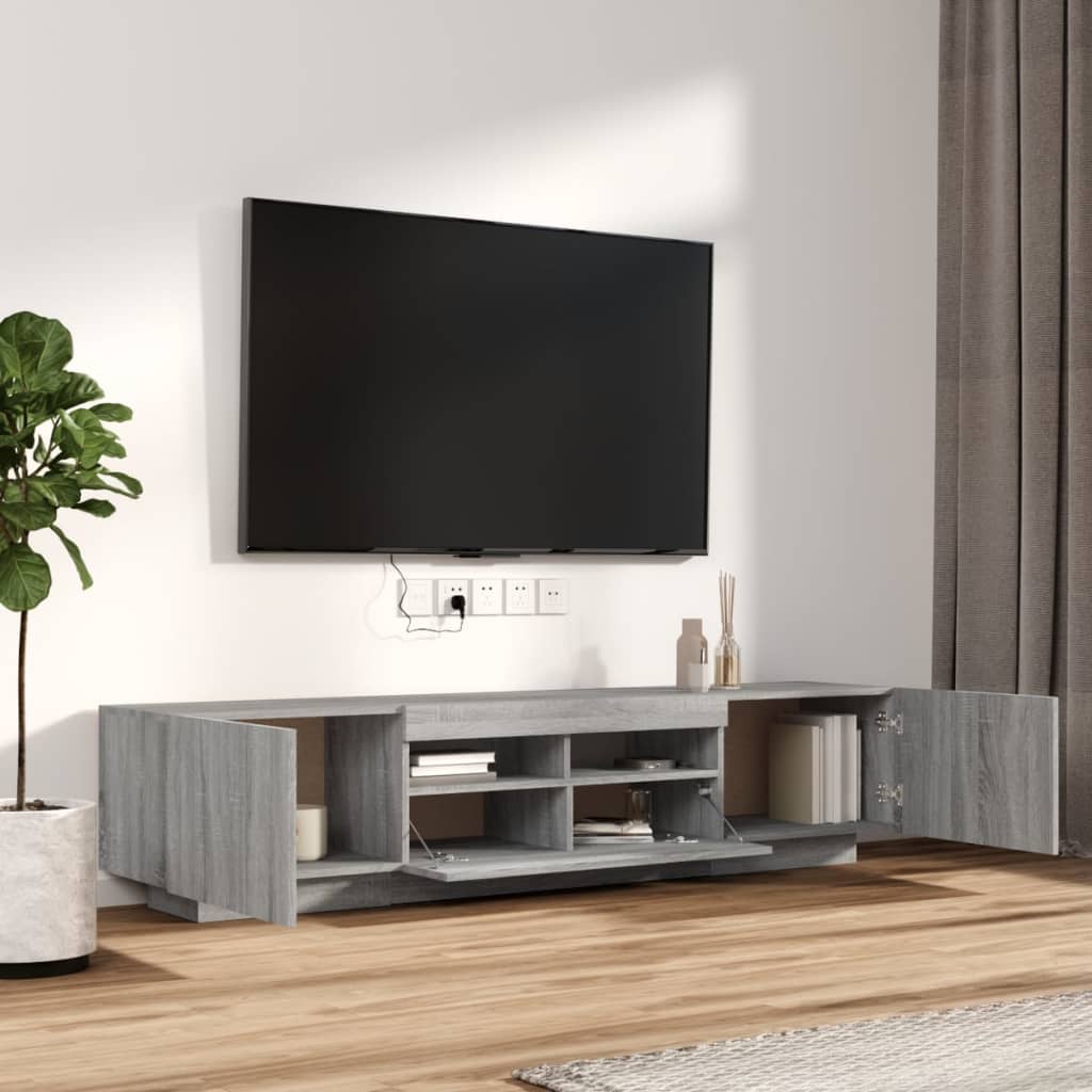 vidaXL 2-tlg. TV-Schrank-Set LED-Leuchten Grau Sonoma Holzwerkstoff