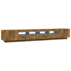 vidaXL 3-tlg. TV-Schrank-Set LED-Leuchten Räuchereiche Holzwerkstoff