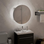 vidaXL Badezimmerschrank mit Rundem Spiegel & LED Weiß 40x40x17,5 cm