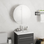 vidaXL Badezimmerschrank mit Rundem Spiegel & LED Weiß 40x40x17,5 cm
