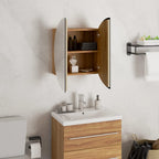 vidaXL Badezimmerschrank mit Rundem Spiegel & LED Eichen-Optik