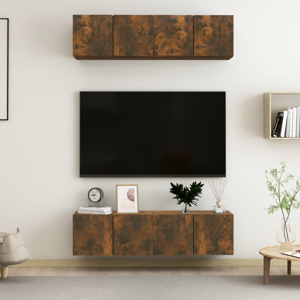 vidaXL TV-Wandschränke 4 Stk. Räuchereiche 60x30x30 cm Holzwerkstoff