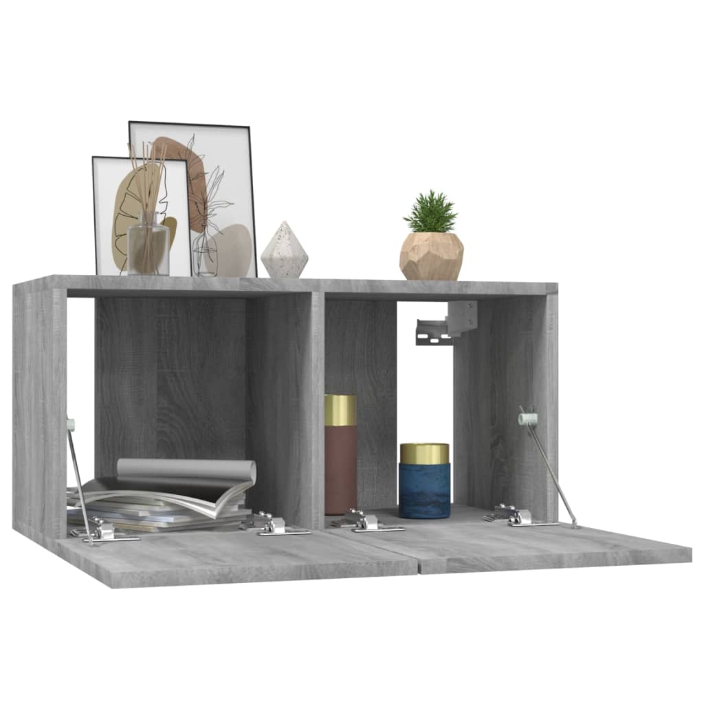 vidaXL TV-Wandschränke 4 Stk. Grau Sonoma 60x30x30 cm Holzwerkstoff