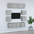 vidaXL 8-tlg. TV-Schrank-Set Grau Sonoma Holzwerkstoff