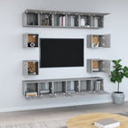 vidaXL 10-tlg. TV-Schrank-Set Grau Sonoma Holzwerkstoff