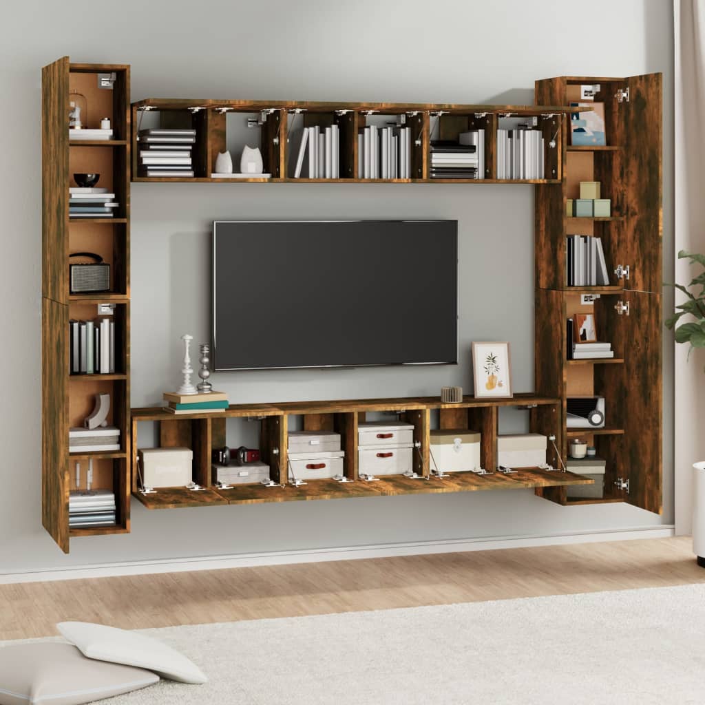 vidaXL 10-tlg. TV-Schrank-Set Räuchereiche Holzwerkstoff
