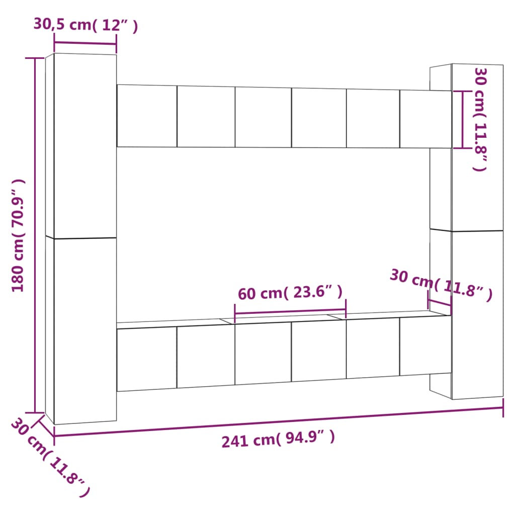 vidaXL 10-tlg. TV-Schrank-Set Räuchereiche Holzwerkstoff