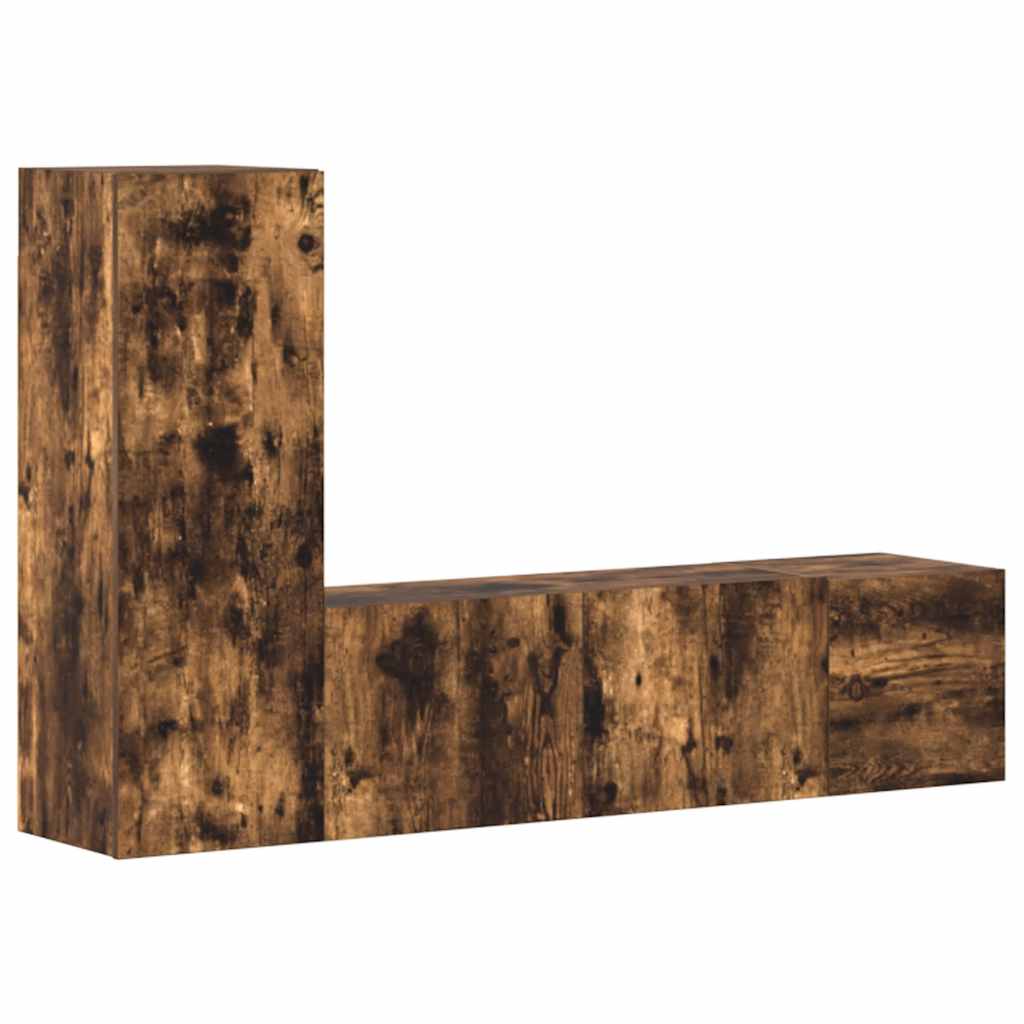 vidaXL 3-tlg. TV-Schrank-Set Räuchereiche Holzwerkstoff