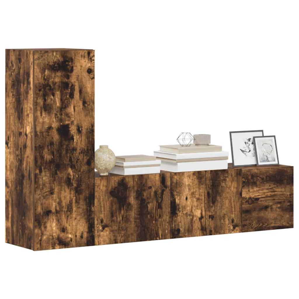 vidaXL 3-tlg. TV-Schrank-Set Räuchereiche Holzwerkstoff