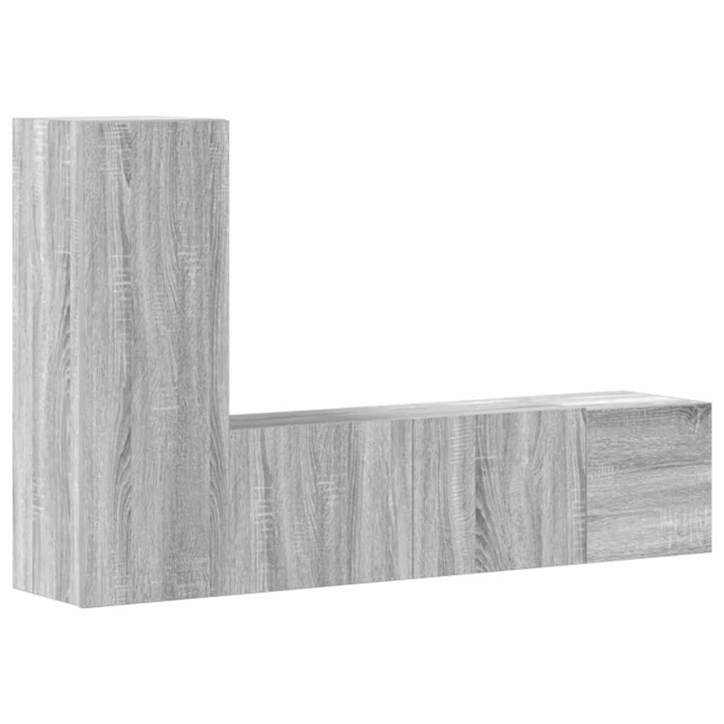 vidaXL 3-tlg. TV-Schrank-Set Grau Sonoma Holzwerkstoff
