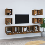 vidaXL 7-tlg. TV-Schrank-Set Räuchereiche Holzwerkstoff