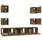 vidaXL 7-tlg. TV-Schrank-Set Räuchereiche Holzwerkstoff