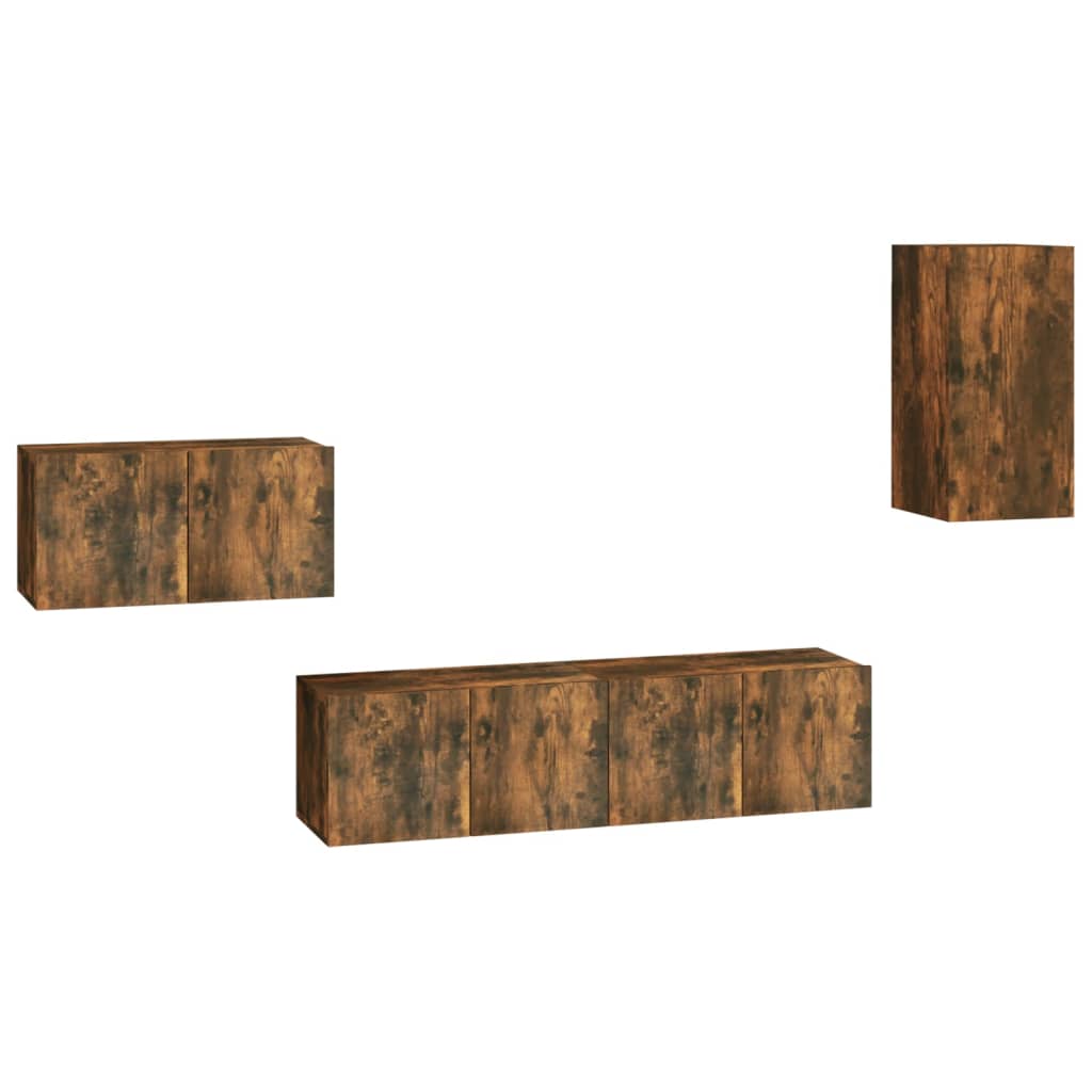 vidaXL 4-tlg. TV-Schrank-Set Räuchereiche Holzwerkstoff