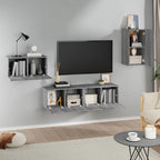 vidaXL 4-tlg. TV-Schrank-Set Grau Sonoma Holzwerkstoff