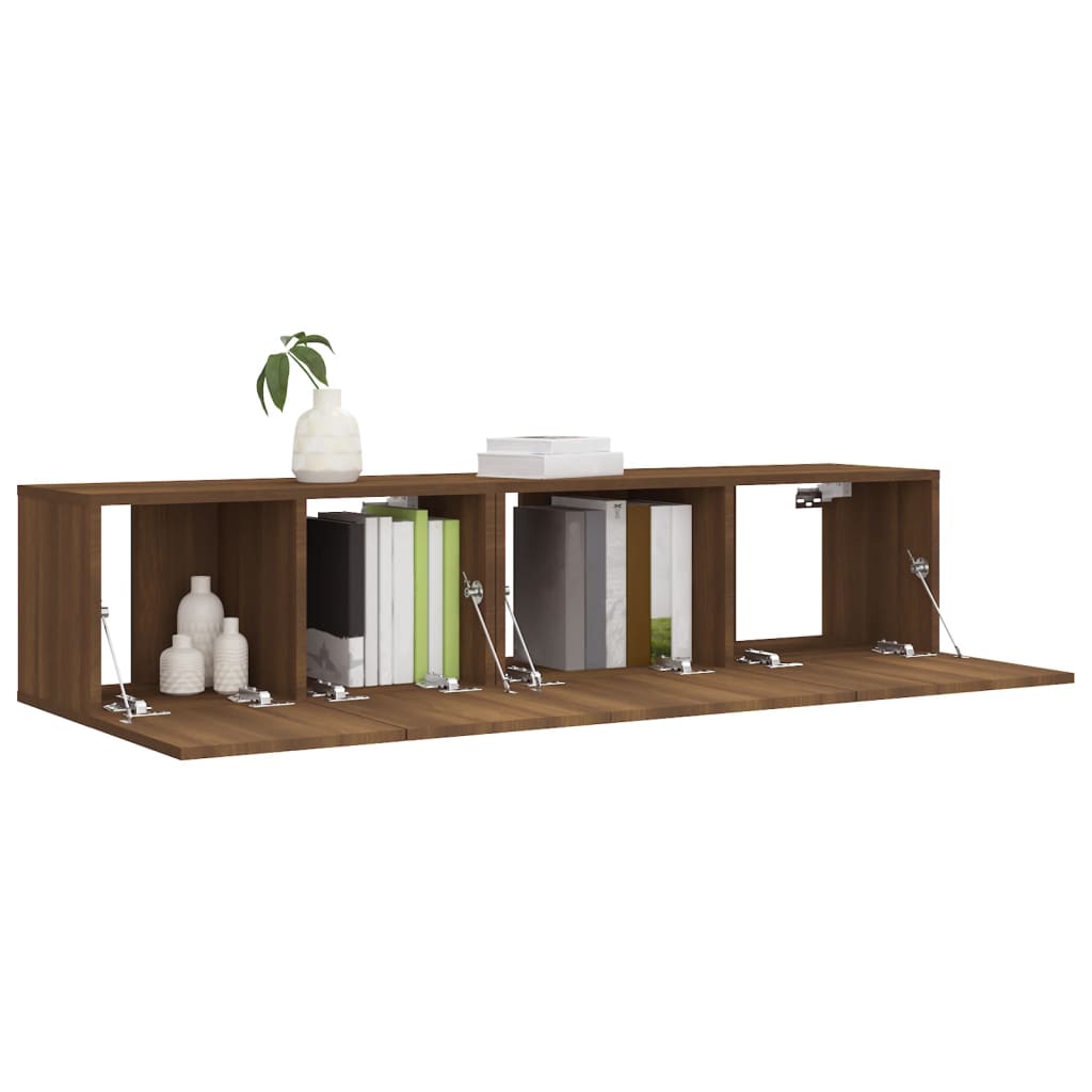 vidaXL 2-tlg. TV-Schrank-Set Braun Eichen-Optik Holzwerkstoff