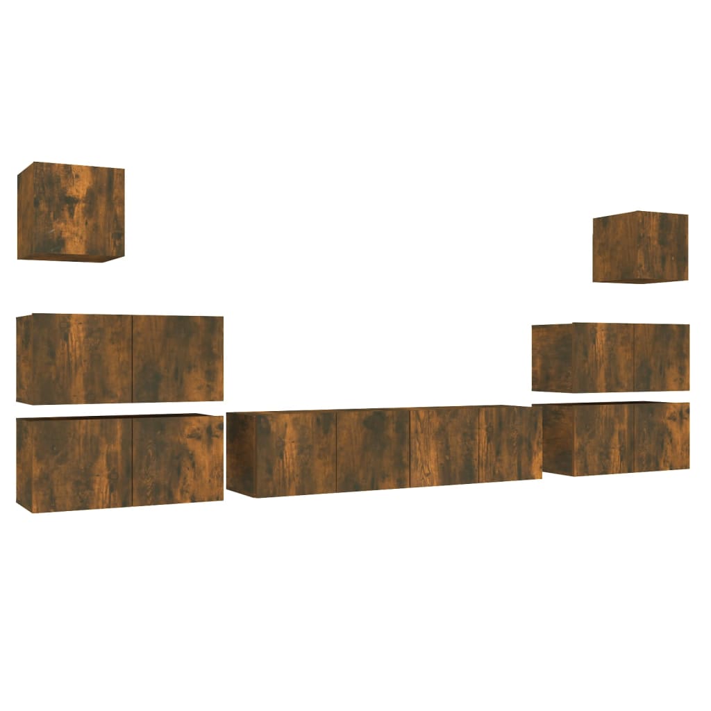vidaXL 8-tlg. TV-Schrank-Set Räuchereiche Holzwerkstoff