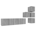 vidaXL 6-tlg. TV-Schrank-Set Grau Sonoma Holzwerkstoff