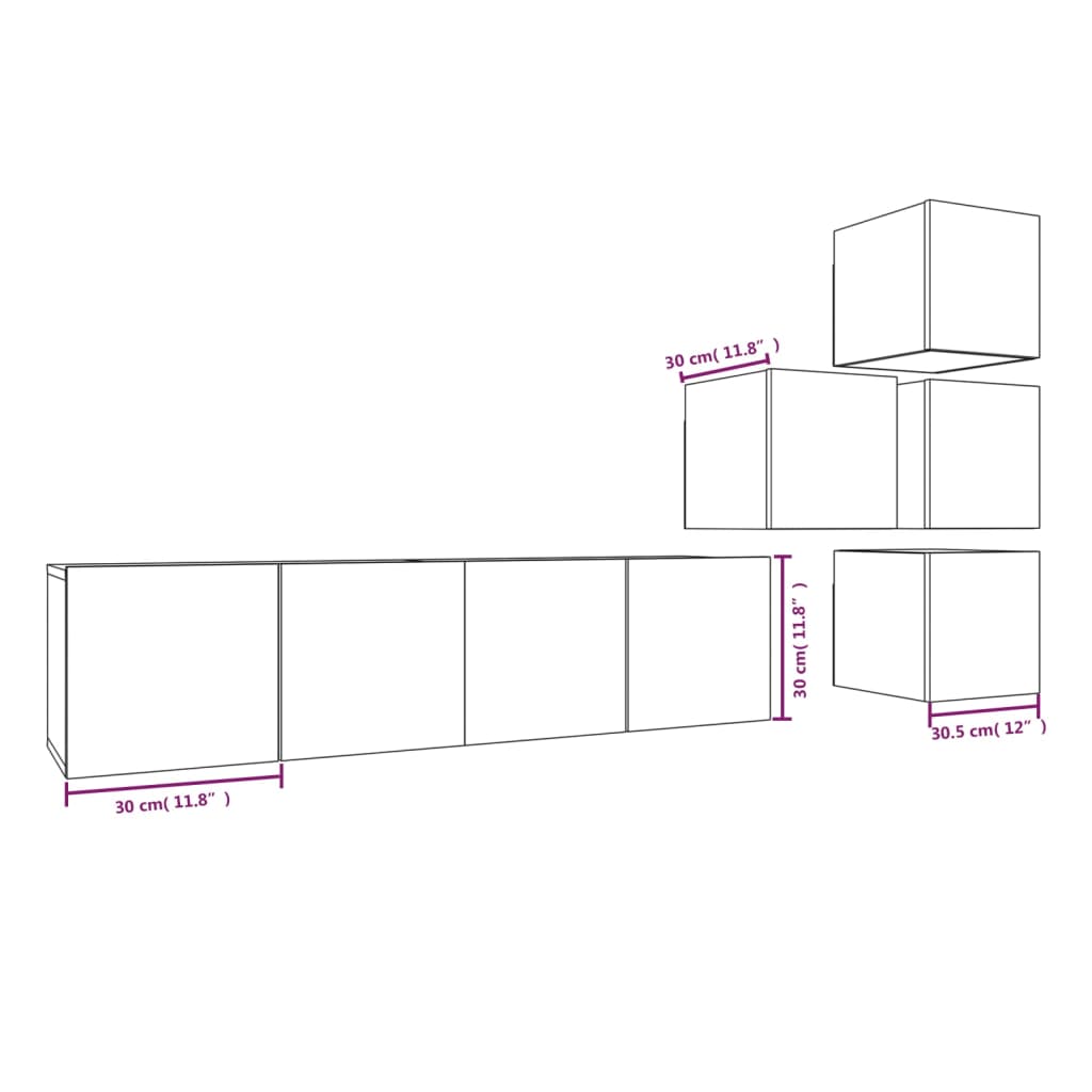 vidaXL 6-tlg. TV-Schrank-Set Grau Sonoma Holzwerkstoff