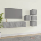 vidaXL 6-tlg. TV-Schrank-Set Grau Sonoma Holzwerkstoff