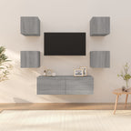 vidaXL TV-Wandschrank-Set Grau Sonoma Holzwerkstoff