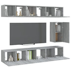 vidaXL 7-tlg. TV-Schrank-Set Grau Sonoma Holzwerkstoff