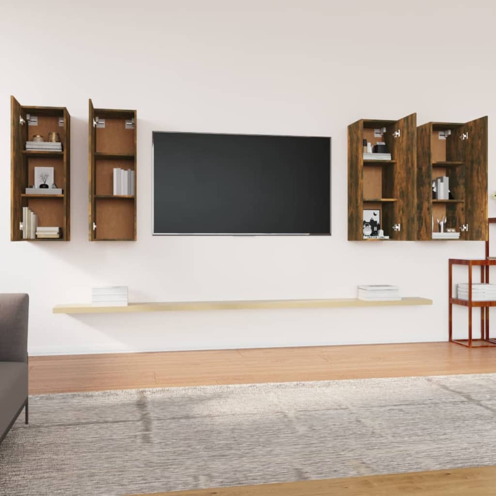 vidaXL TV-Schränke 4 Stk. Räuchereiche 30,5x30x90 cm Holzwerkstoff