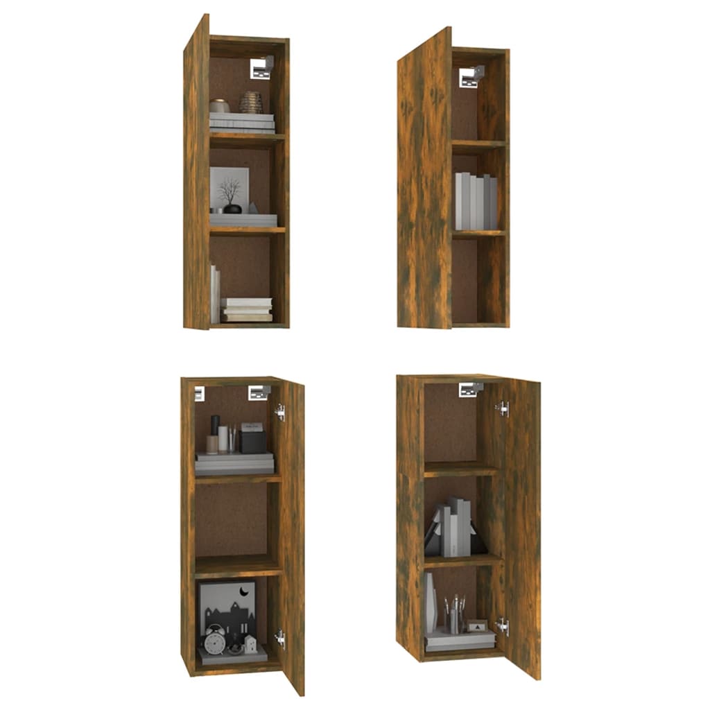 vidaXL TV-Schränke 4 Stk. Räuchereiche 30,5x30x90 cm Holzwerkstoff