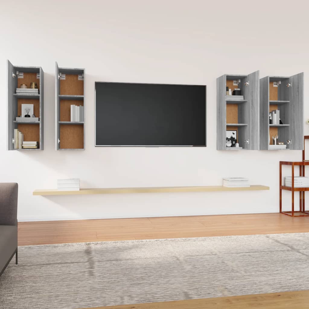 vidaXL TV-Schränke 4 Stk. Grau Sonoma 30,5x30x90 cm Holzwerkstoff