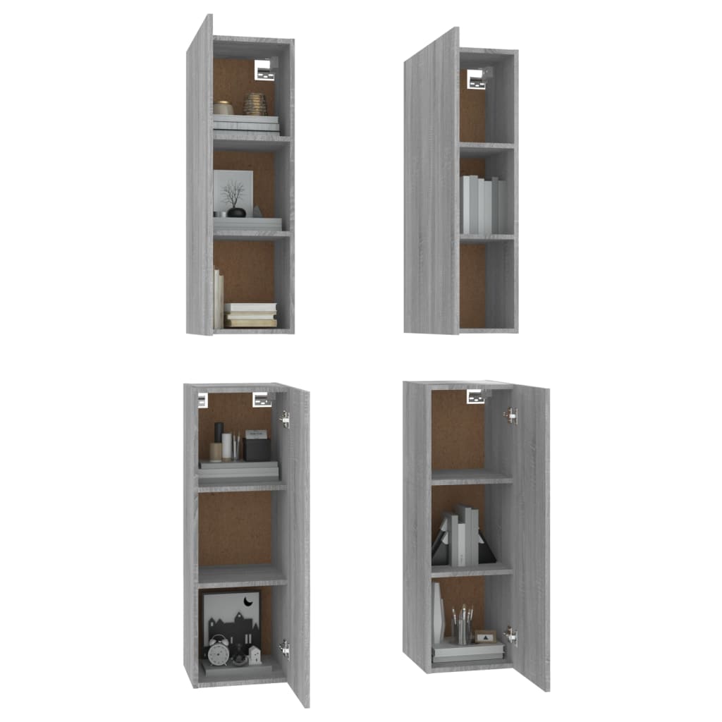 vidaXL TV-Schränke 4 Stk. Grau Sonoma 30,5x30x90 cm Holzwerkstoff
