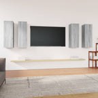 vidaXL TV-Schränke 4 Stk. Grau Sonoma 30,5x30x90 cm Holzwerkstoff