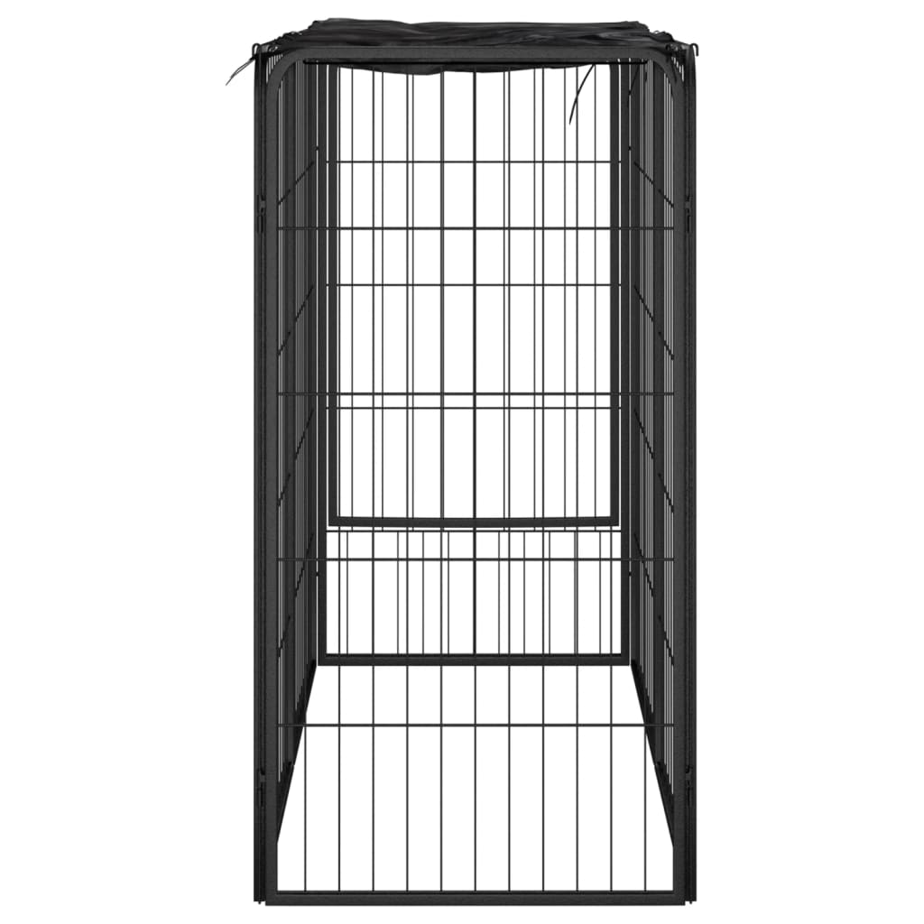 vidaXL 6-tlg. Hundelaufstall Schwarz 50x100cm Stahl Pulverbeschichtung