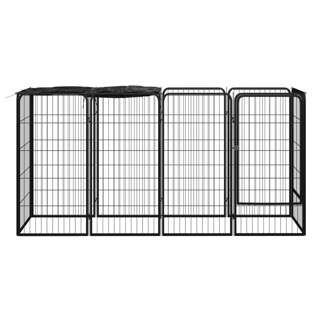 vidaXL 10-tlg. Hundelaufstall Schwarz 50x100cm Stahl Pulverbeschichtet