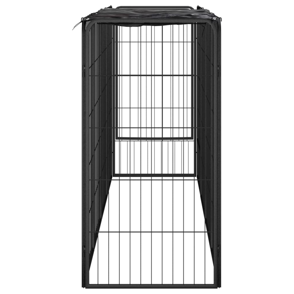 vidaXL 10-tlg. Hundelaufstall Schwarz 50x100cm Stahl Pulverbeschichtet