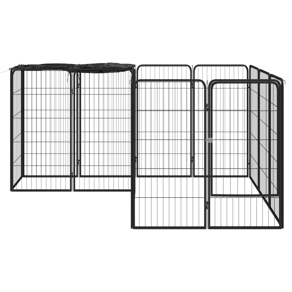 vidaXL 14-tlg. Hundelaufstall Schwarz 50x100cm Stahl Pulverbeschichtet