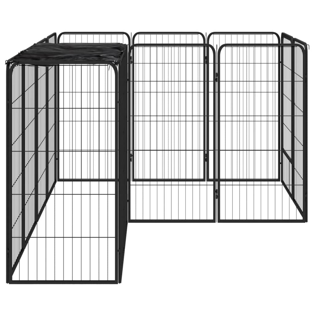 vidaXL 14-tlg. Hundelaufstall Schwarz 50x100cm Stahl Pulverbeschichtet