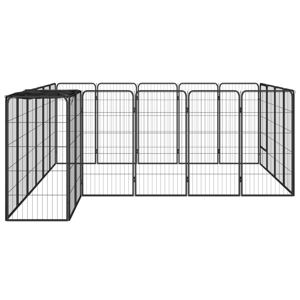 vidaXL 22-tlg. Hundelaufstall Schwarz 50x100cm Stahl Pulverbeschichtet