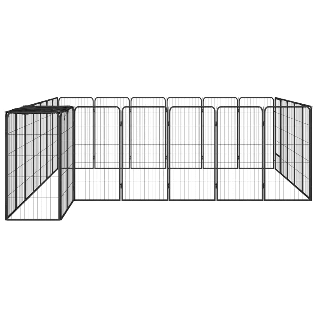 vidaXL 26-tlg. Hundelaufstall Schwarz 50x100cm Stahl Pulverbeschichtet