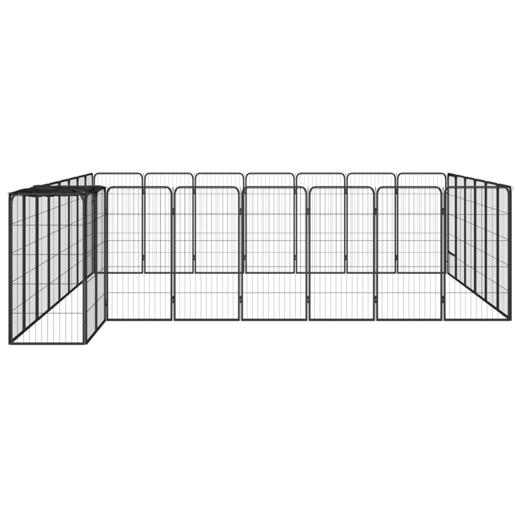 vidaXL 30-tlg. Hundelaufstall Schwarz 50x100cm Stahl Pulverbeschichtet