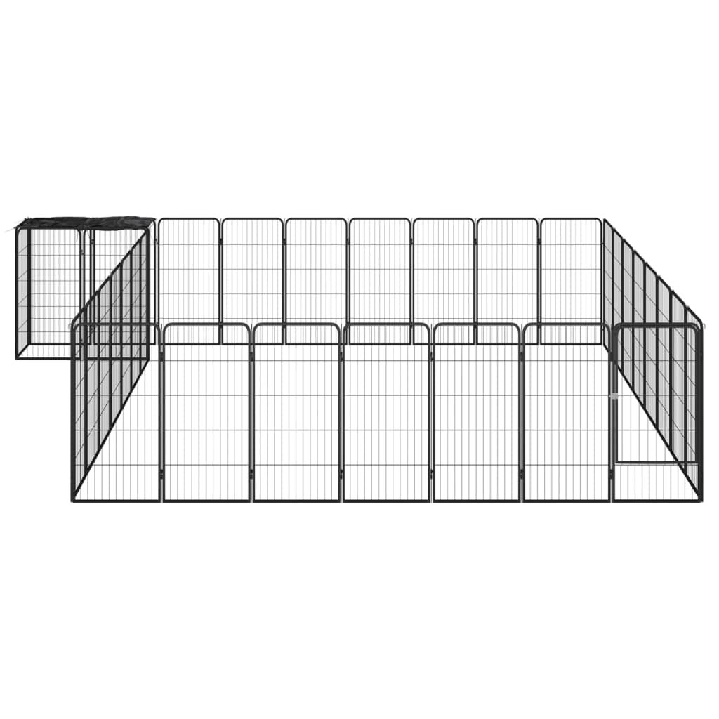vidaXL 34-tlg. Hundelaufstall Schwarz 50x100cm Stahl Pulverbeschichtet