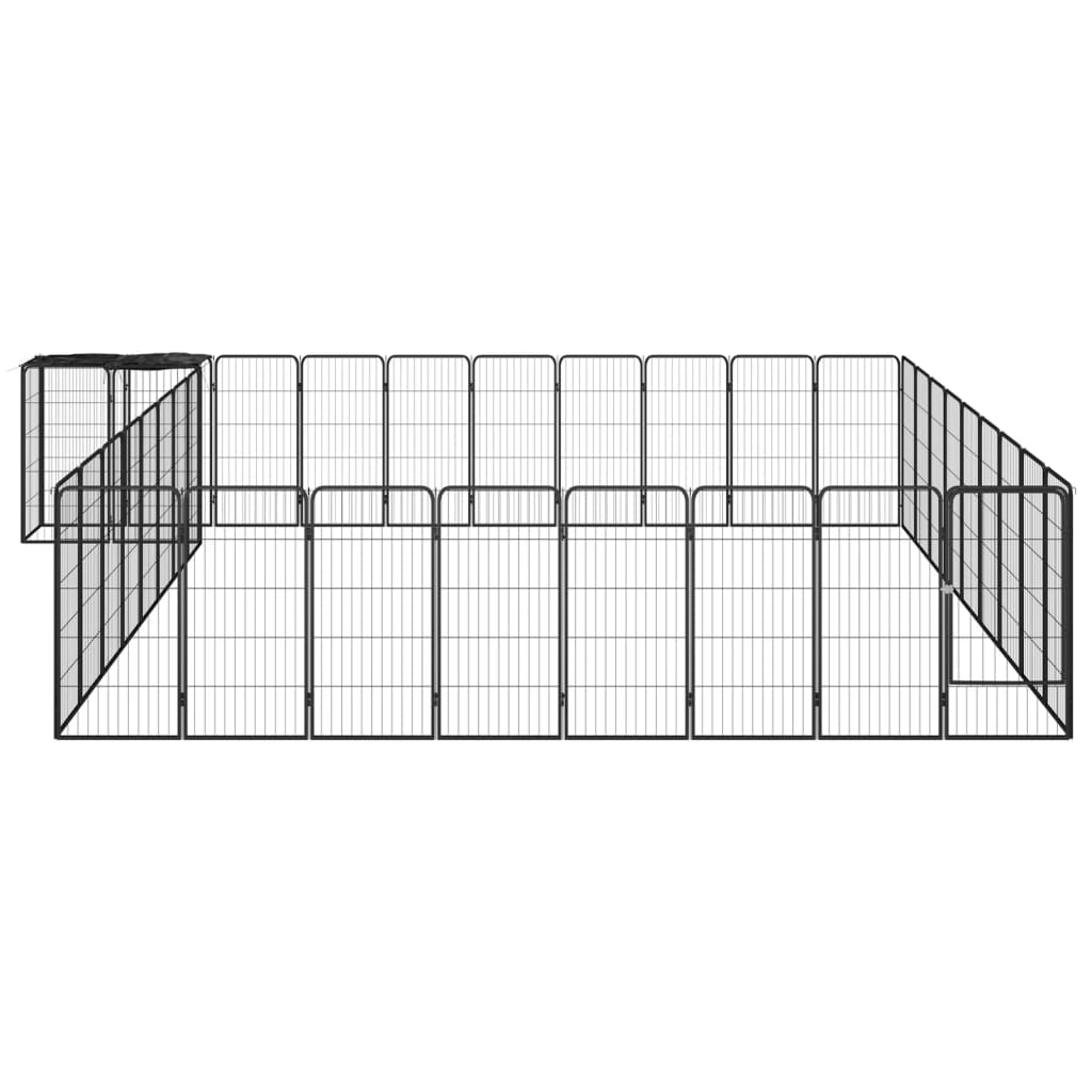 vidaXL 38-tlg. Hundelaufstall Schwarz 50x100cm Stahl Pulverbeschichtet
