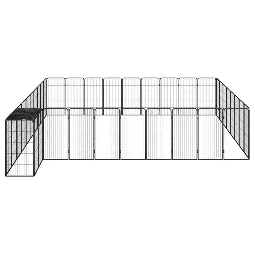 vidaXL 38-tlg. Hundelaufstall Schwarz 50x100cm Stahl Pulverbeschichtet