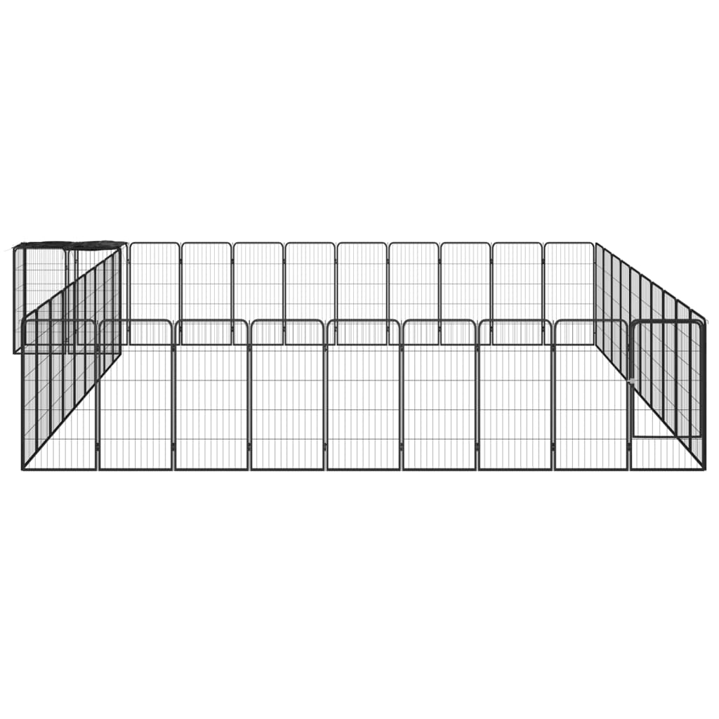 vidaXL 42-tlg. Hundelaufstall Schwarz 50x100cm Stahl Pulverbeschichtet