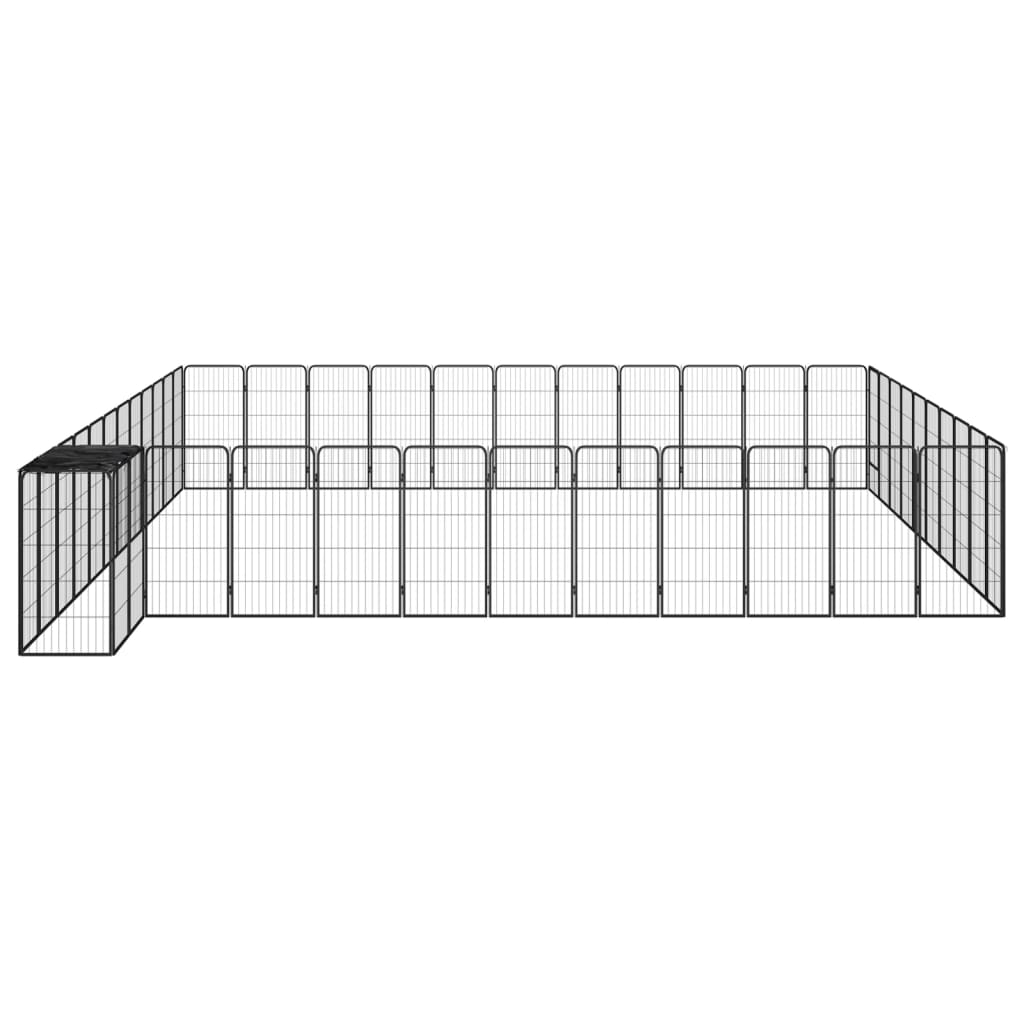 vidaXL 46-tlg. Hundelaufstall Schwarz 50x100cm Stahl Pulverbeschichtet