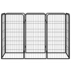 vidaXL 8-tlg. Hundelaufstall Schwarz 50x100 cm Stahl Pulverbeschichtet